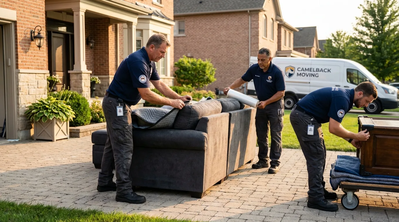 Large estate moving crew wrapping furniture in Stanfield, OR