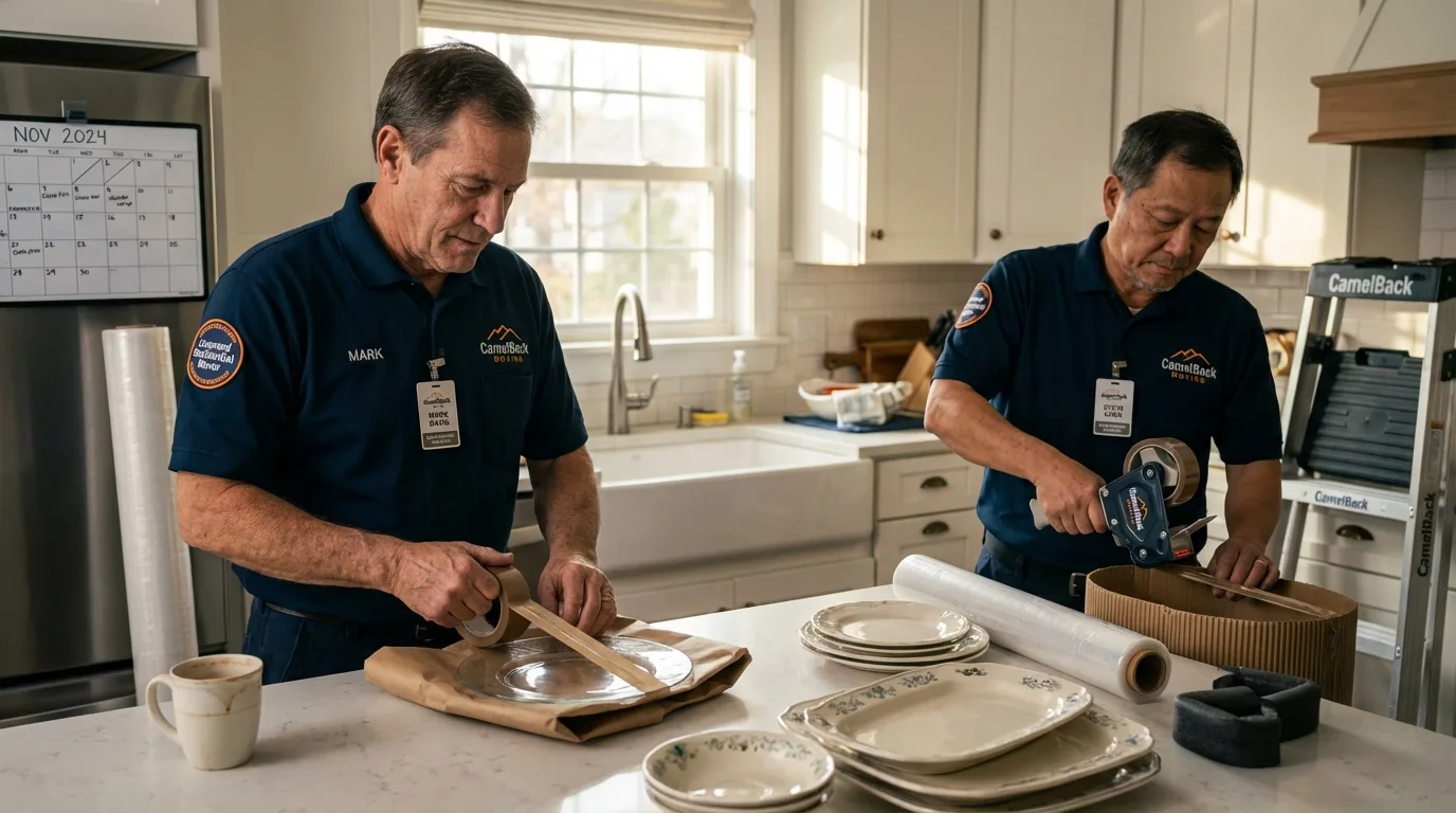Professional crew packing kitchen dishware in Stanfield, OR